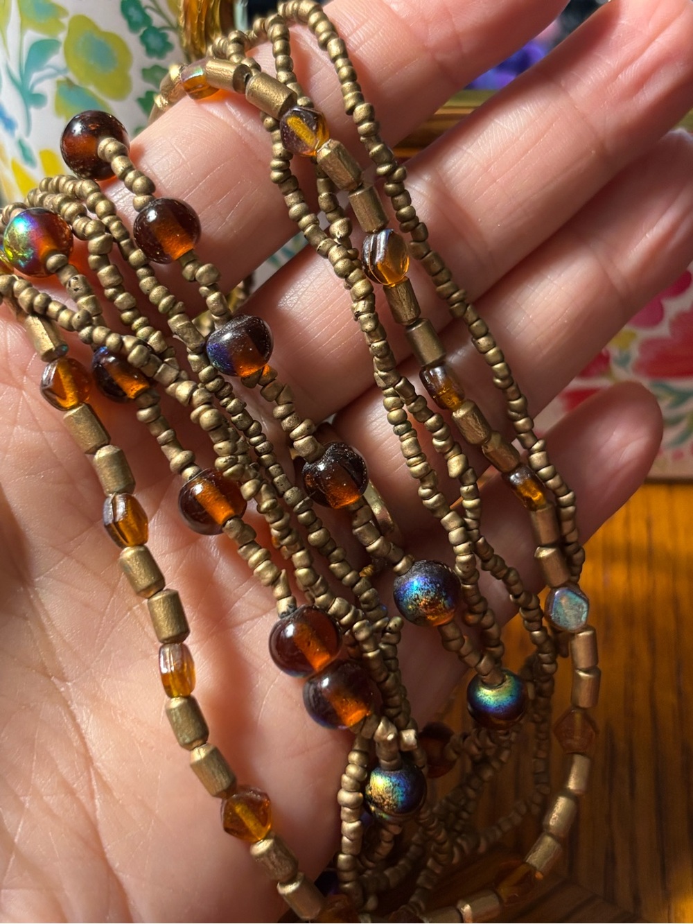 💎 Copper Multi-Strand Beaded Necklace